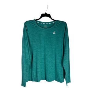 Reebok Woman Long Sleeve Performance Tee XXL Green Base Layer Crew Neck Gym Fit